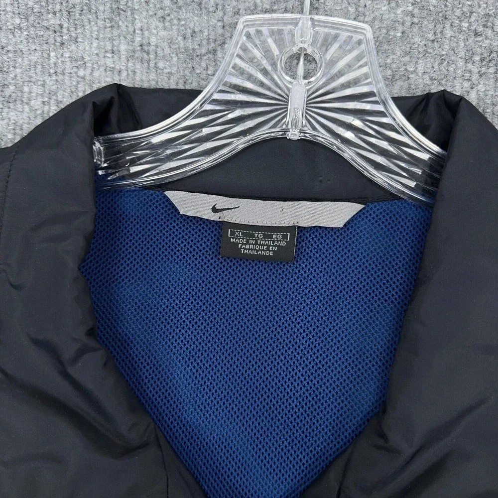 Vintage Nike Track Jacket‎ Mens XL Black Blue Swoosh Windbreaker Full-Zip Y2K